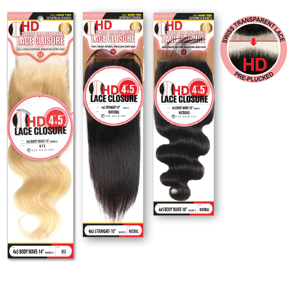 Eve Hair Inc® 4x5 HD Swiss Lace Closure