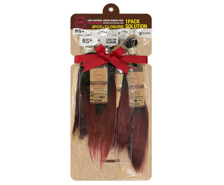 Janet Collection® 9s+ Aliba Natural Straight Wvg 3pcs + Closure