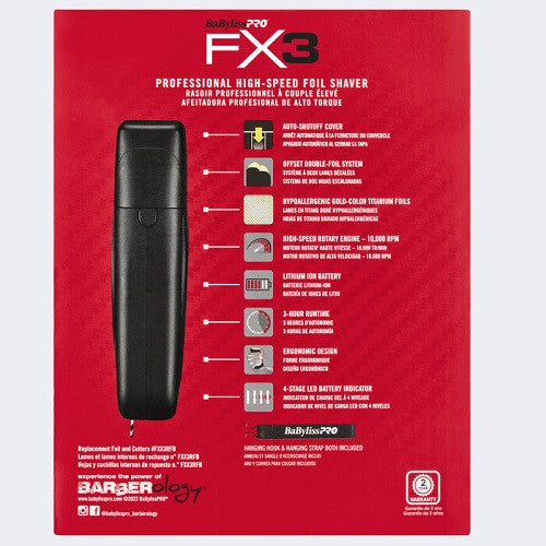 BaByliss PRO® FX3 Black Double Foil Cordless Shaver