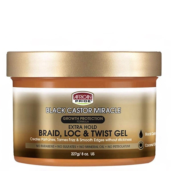 African Pride® Black Castor Miracle Braid Loc and Twist Gel (8 oz.)