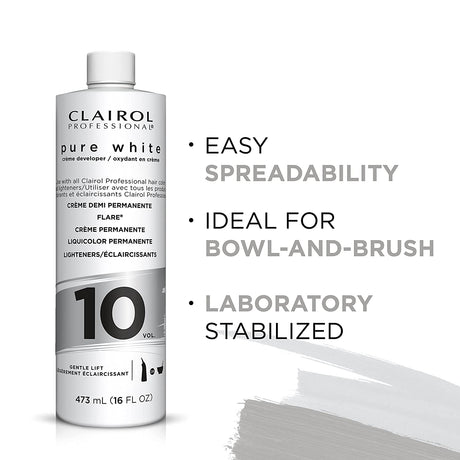 Clairol Professional® 10 vol. Pure White Hair Developers for Lightening & Gray Coverage (16 oz.)