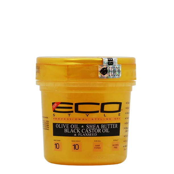 ECO Style® Style Gold Scalp Care Moisturizing Jar Hair Styling Gel with Olive Oil, Shea Butter, Black Castor Oil & Flaxseed