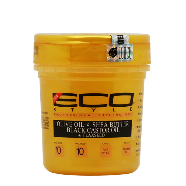 ECO Style® Style Gold Scalp Care Moisturizing Jar Hair Styling Gel with Olive Oil, Shea Butter, Black Castor Oil & Flaxseed