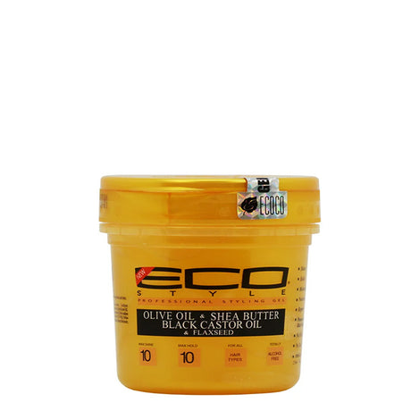 ECO Style® Style Gold Scalp Care Moisturizing Jar Hair Styling Gel with Olive Oil, Shea Butter, Black Castor Oil & Flaxseed