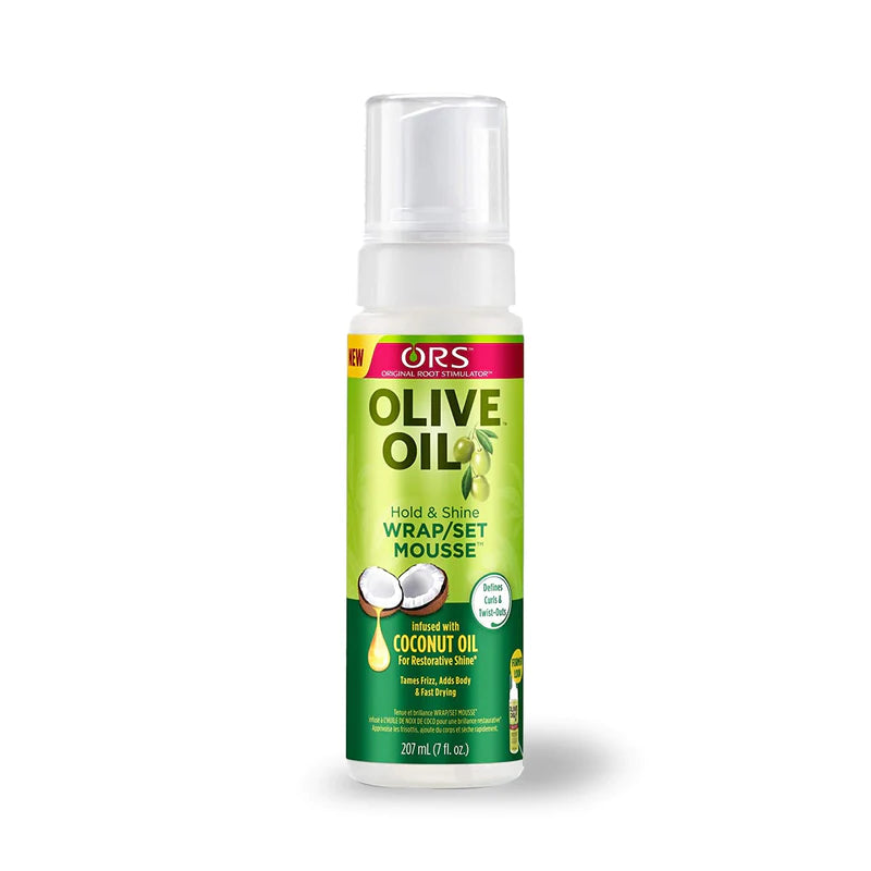 ORS® Olive Oil Hold & Shine Wrap Set Mousse Infused with Coconut Oil for Restorative Shine (7.0 oz)