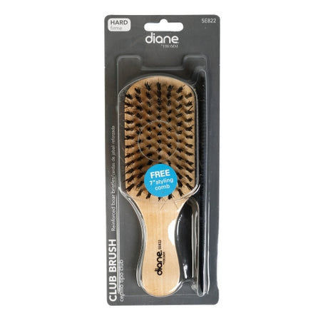 Diane® Reinforced Boar Club Hard Brush w/ FREE COMB