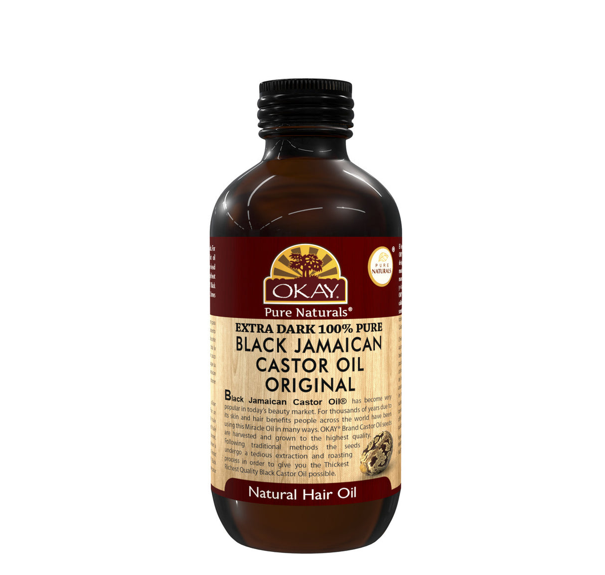 OKAY Pure Natural® Black Jamaican Castor Oil Dark 4oz / 118ml (7 Scents)