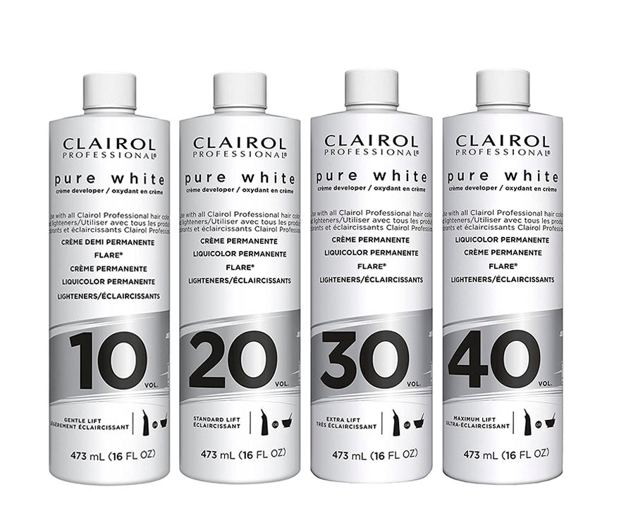 Clairol Professional® 10, 20, 30, 40 vol. Pure White Hair Developers for Lightening & Gray Coverage (16 oz.)