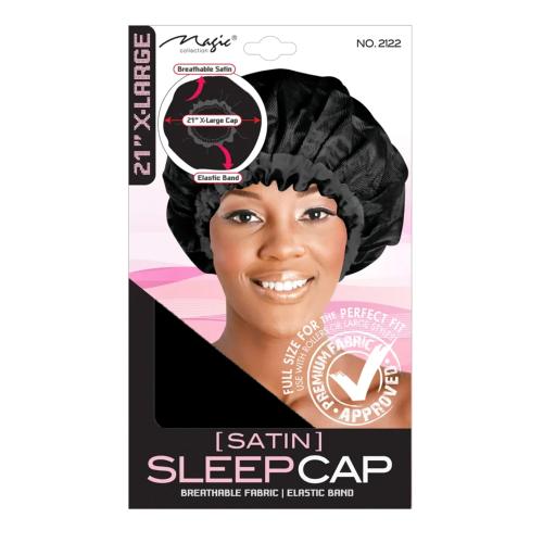 Magic Collection® Breathable, Elastic Band Satin Sleep Cap Black