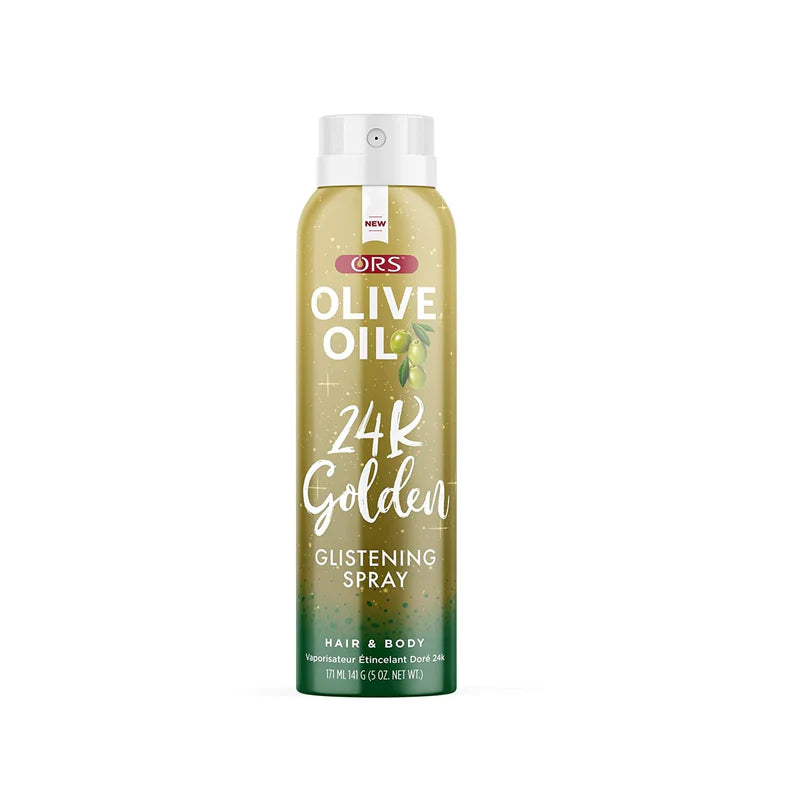 ORS® Olive Oil Style & Shine 24k Golden Glistening Spray Infused with Golden Glitter Flakes for Hair & Body Shimmer (5.0 oz)